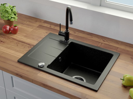 Комплект GRANITE SINK, съемный смеситель золото GOLD