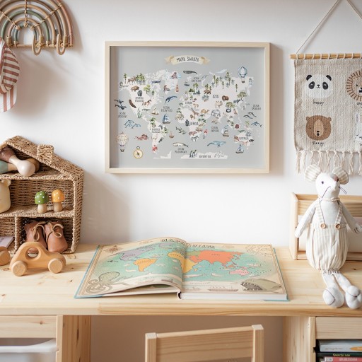 Mapa Świata 40x50 cm PLAKAT MONTESSORI RÓŻNE KOLORY