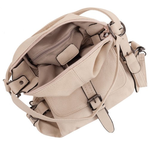 beżowa torebka plecak JGL torba skórzana worek 2w1 SHOPPER BAG