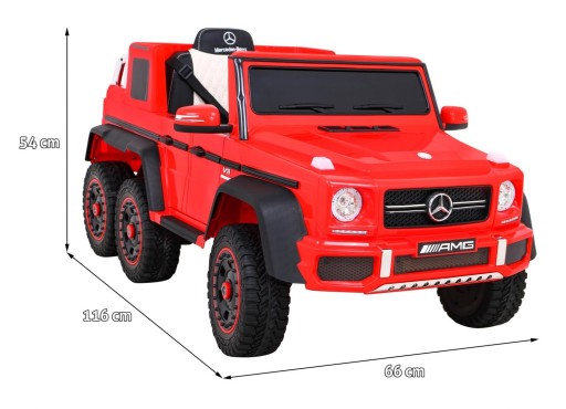 Mercedes G63 AMG Автомобиль на аккумуляторе Красный + Пульт дистанционного управления + 6 колес EVA + Free S