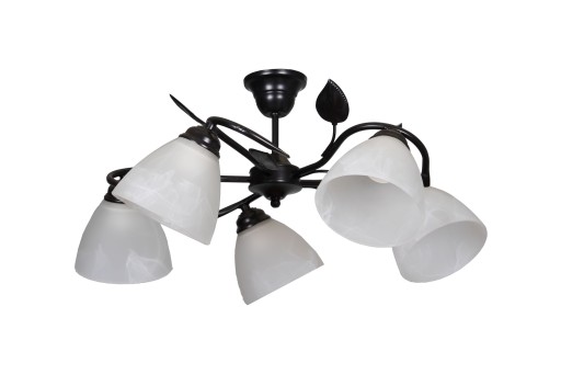 Żyrandol 5 Lampa piątka oprawa Duży liść Czarny