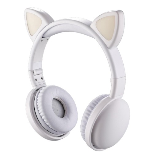 Наушники Cat Bluetooth 5.0 со светодиодной подсветкой и шумоподавлением, складные, белые