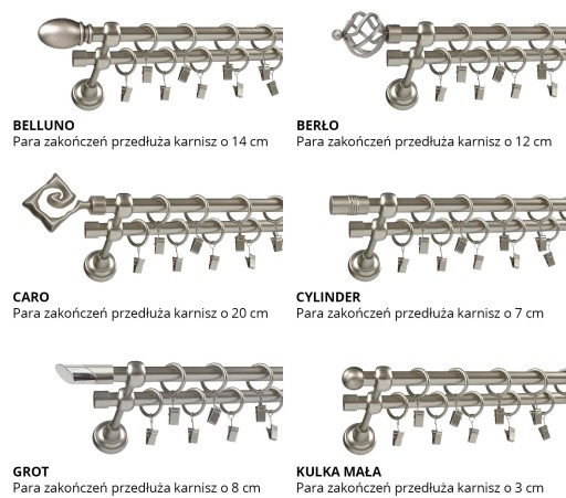 Karnisz podwójny 16+16 mm kompletny 270 cm srebrny