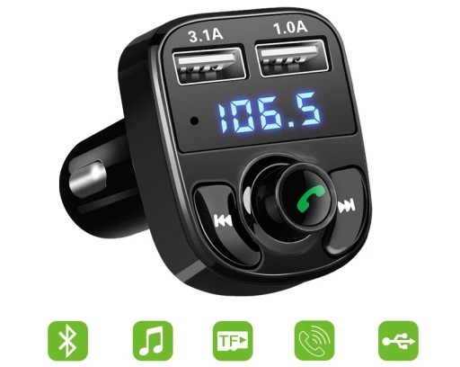 FM-ПЕРЕДАТЧИК BLUETOOTH ЗАРЯДНОЕ УСТРОЙСТВО MP3 SD 2xUSB