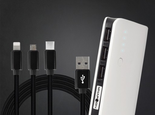 Turystyczna Bateria Powerbank 20000 mAh + Kabel