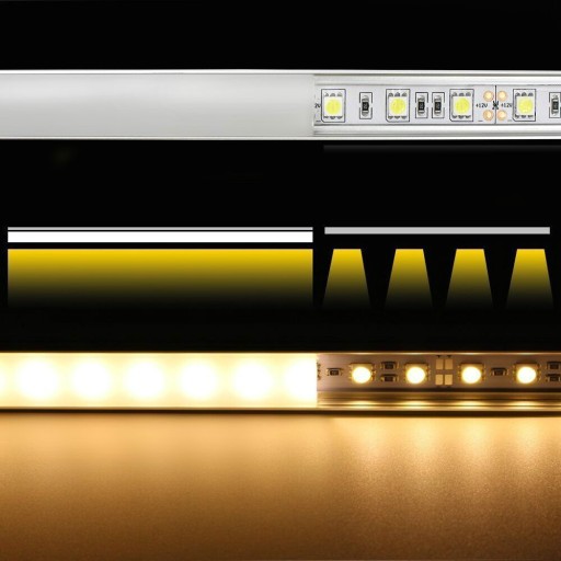 PROFIL aluminiowy WPUSZCZANY czarny + KLOSZ mleczny zaślepki 2m do led