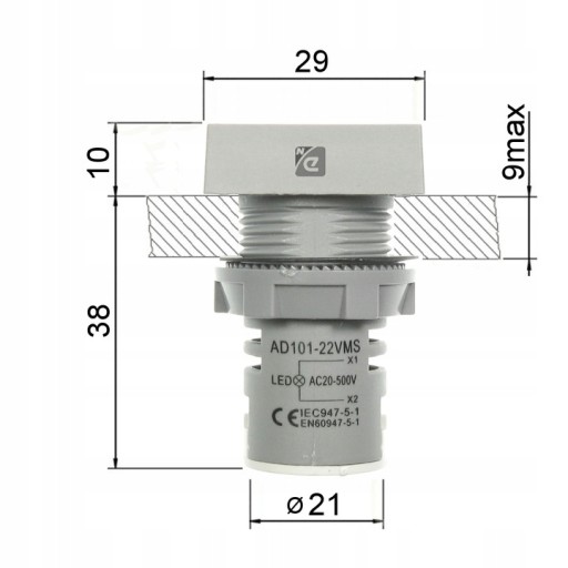 Зеленый светодиодный свет 220V 230 В 500 В вольтметр Volttomierz Meter