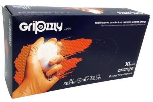 ЗАЩИТНЫЕ НИТРИЛОВЫЕ ПЕРЧАТКИ GRIPZZLY оранжевые GRIPES XL OUTLINE 50 шт.