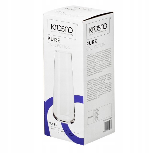 Krosno Pure nowoczesny wazon szklany wysoki flakon 24cm elegancki na kwiaty