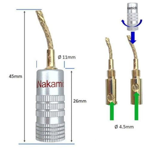 NAKAMICHI Kabel głośnikowy 2x4 igły banan BFA 0,5m