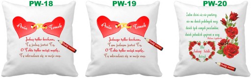 Poduszka walentynkowa wiersz + imiona imię Wzory MIX