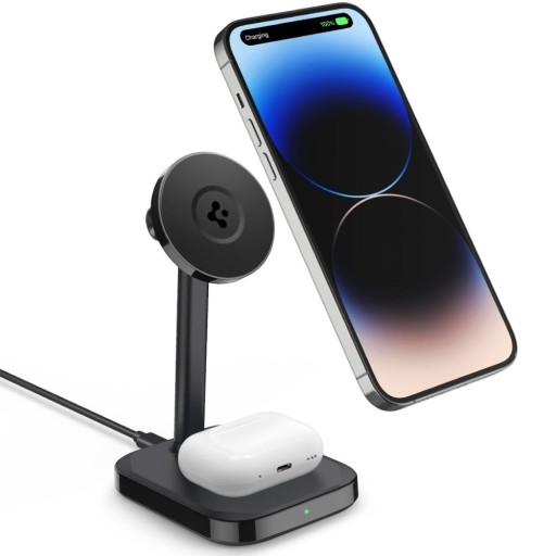 SPIGEN PF2100 ДУГОВОЕ МАГНИТНОЕ MAGSAFE ДВОЙНОЕ БЕСПРОВОДНОЕ ЗАРЯДНОЕ УСТРОЙСТВО, ЧЕРНОЕ