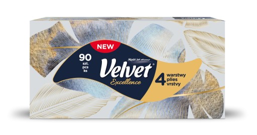 Chusteczki wyciągane Velvet Excellence uniwersalne 4W kartonik 90 sztuk