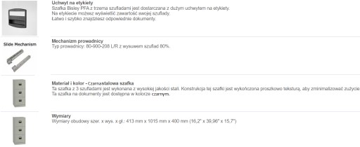 Стальной шкаф для папок с документами, 3 ящика, 101,5x40x41,3см, поврежденный
