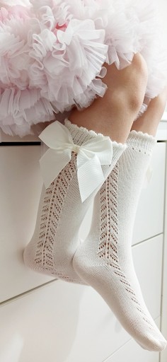 Ажурные формальные носки РОЗОВЫЕ с бантиками 86-92-98-104