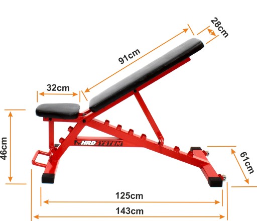 HRD SYSTEM ŁAWKA REGULOWANA TRENINGOWA PROFESIONALNA CZERWONA