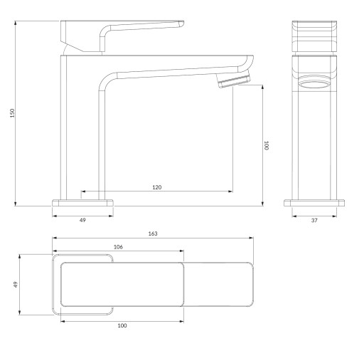 Bateria umywalkowa Omnires Parma, korek grafit