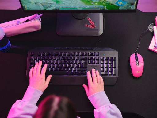 ПРОВОДНАЯ USB-ПРОГРАММИРУЕМАЯ ИГРОВАЯ МЫШЬ, СВЕТОДИОД РОЗОВЫЙ