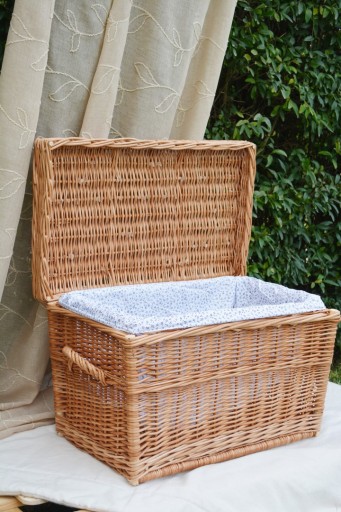KUFER WIKLINOWY NA ZABAWKI NATURALNY 80 CM + WOREK