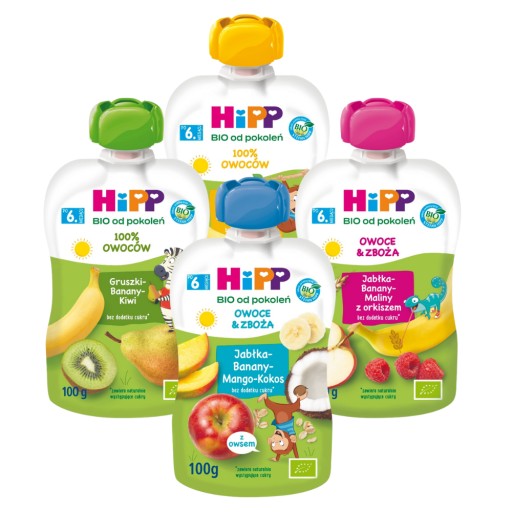 4x Тюбик фруктовый MUSSE 100г HiPP BIO MIX вкусов с бананом