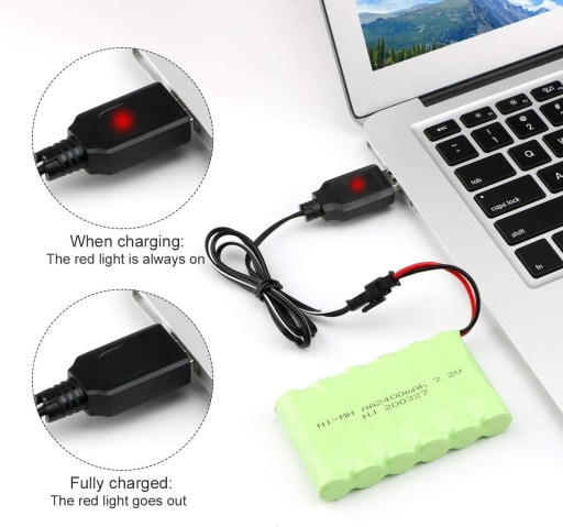 Ni-MH аккумулятор, 7,2 В, 2400 мАч, 2-контактное USB-зарядное устройство