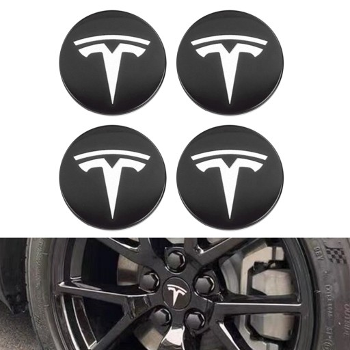 НАКЛЕЙКИ ЭМБЛЕМЫ ЛОГОТИП TESLA 56 ММ 4 ШТ.