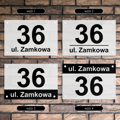 Tablica adresowa adres 3D numer na dom 30x20 satynowa - mrożone szkło akryl