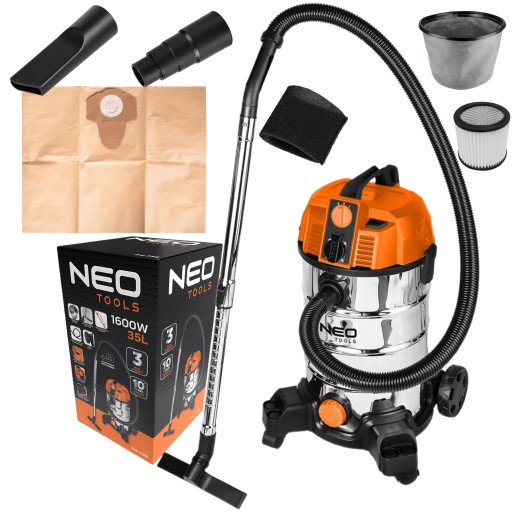 ПРОМЫШЛЕННЫЙ ПЫЛЕСОС NEO Tools 1600Вт 35л АКСЕССУАРЫ ДЛЯ ВЛАЖНОЙ И СУХОЙ ВЛАЖНОЙ И СУХОЙ ОЧИСТКИ 04-739