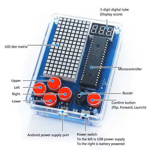 Gra Snake Tetris Racing Samolot + obudowa do lutowania DIY kit