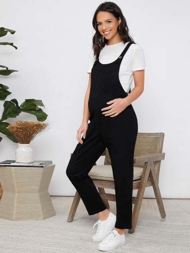 Комбинезон SIMPLE ДЛЯ МАТЕРИАЛОВ, ЧЕРНЫЙ, ДЛИННЫЕ РЕМНИ, SHEIN 46