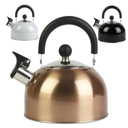 Czajnik tradycyjny na GAZ stalowy z gwizdkiem 2l INDUKCJA - rose-gold