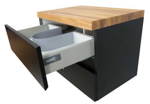 SZAFKA POD UMYWALKĘ LAKIER CZARNY MAT + LITY BLAT DĘBOWY | 60 CM | MDF
