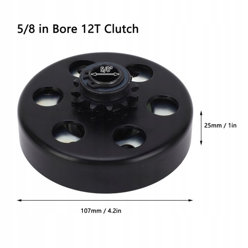 Центробежное сцепление для картинга с диаметром отверстия 5/8 дюйма, 12 зубьев и