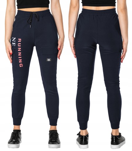 Sportowe Spodnie Dresowe Damskie Cargo 232-2 r L