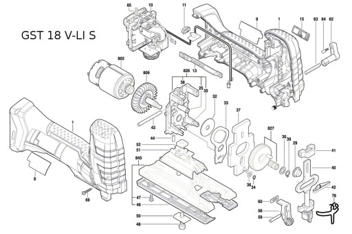 Двигатель 18В лобзика Bosch GST 18 V-LI B