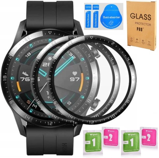 2x ПОЛНЫХ 3D ГИБРИДНЫХ СТЕКЛА ДЛЯ HUAWEI WATCH GT 2 46MM + УСТАНОВОЧНЫЙ КОМПЛЕКТ