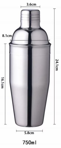 Profesjonalny Zestaw Barmański do drinków shaker 750 ml 5 el. srebrny