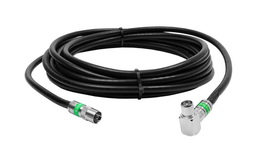 Gotowy kabel antenowy Wtyk TV kątowy i Gniazdo Antenowe 3m czarny PREMIUM
