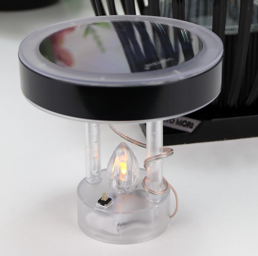 ZNICZ SOLARNY CZARNY ATENY wys. 31cm, ciepłe światło LED