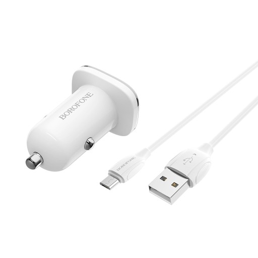 Borofone Ładowarka samochodowa BZ12 Lasting Power - 2xUSB - 2,4A z kablem U