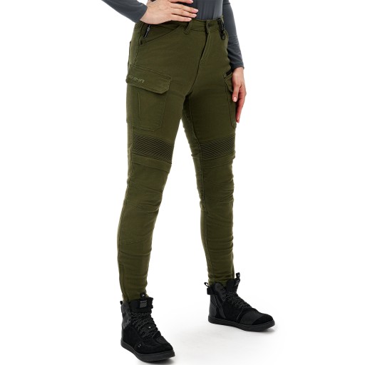Женские мотоциклетные брюки SHIMA GIRO 3.0 LADY KHAKI зеленого цвета — БЕСПЛАТНЫЕ ПОДАРКИ