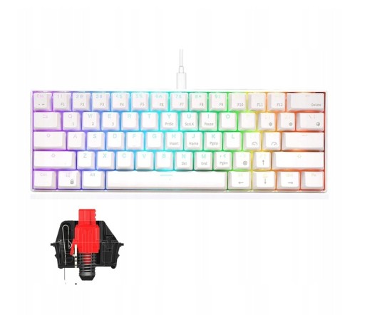 RK61 МЕХАНИЧЕСКАЯ КЛАВИАТУРА 60% КРАСНЫЙ ПЕРЕКЛЮЧАТЕЛЬ RGB