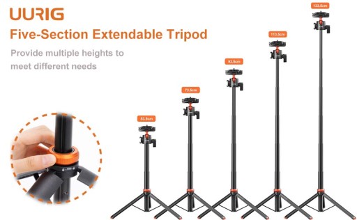 ШТАТИВ ДЛЯ ТЕЛЕФОНА UURIG 129 СМ 2 В 1 С ЗАЖИМОМ 360° GOPRO