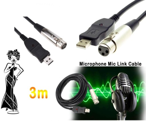 Микрофонный кабель USB — XLR длиной 3 метра XLR — звуковая карта USB