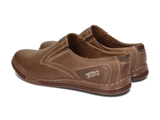 Mokasyny Buty Męskie Wsuwane Eleganckie Skóra Naturalna 022 Brązowy 39
