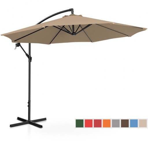 DUŻY PARASOL OGRODOWY SKŁADANY 300cm SZAROBRĄZOWY