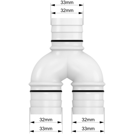 ТРОЙНИК С УПЛОТНЕНИЯМИ Разветвитель шланга для бассейна Соединитель для трубы бассейна ⌀ 32 мм