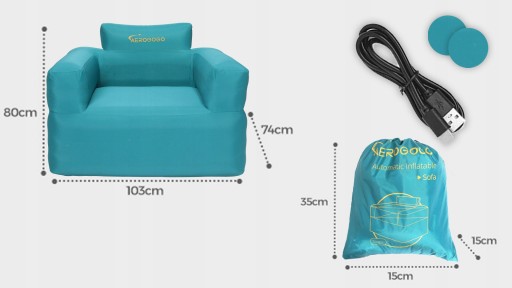 AUTOMATYCZNIE Dmuchany FOTEL AEROGOGO Sofa pompka