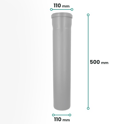 RURA KANALIZACYJNA 110x500 MM PCV PP ODPŁYWOWA WODY WEWNĘTRZNA KANALIZACJA