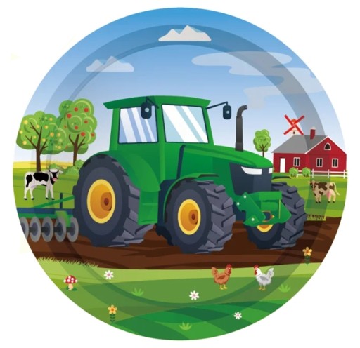 Talerzyki jednorazowe traktor 18 cm 6szt IMPREZA PARTY DZIECKO